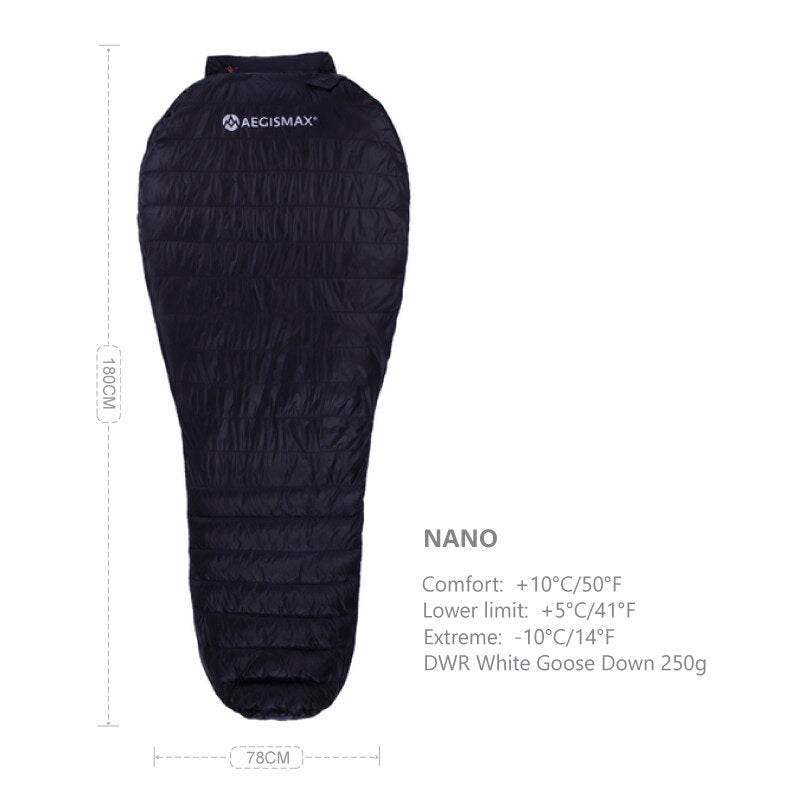 Nano Sleeping Bag Camping Summer Ultralight Goose Down Quilt Waterproof Outdoor Hiking Sleep Gear