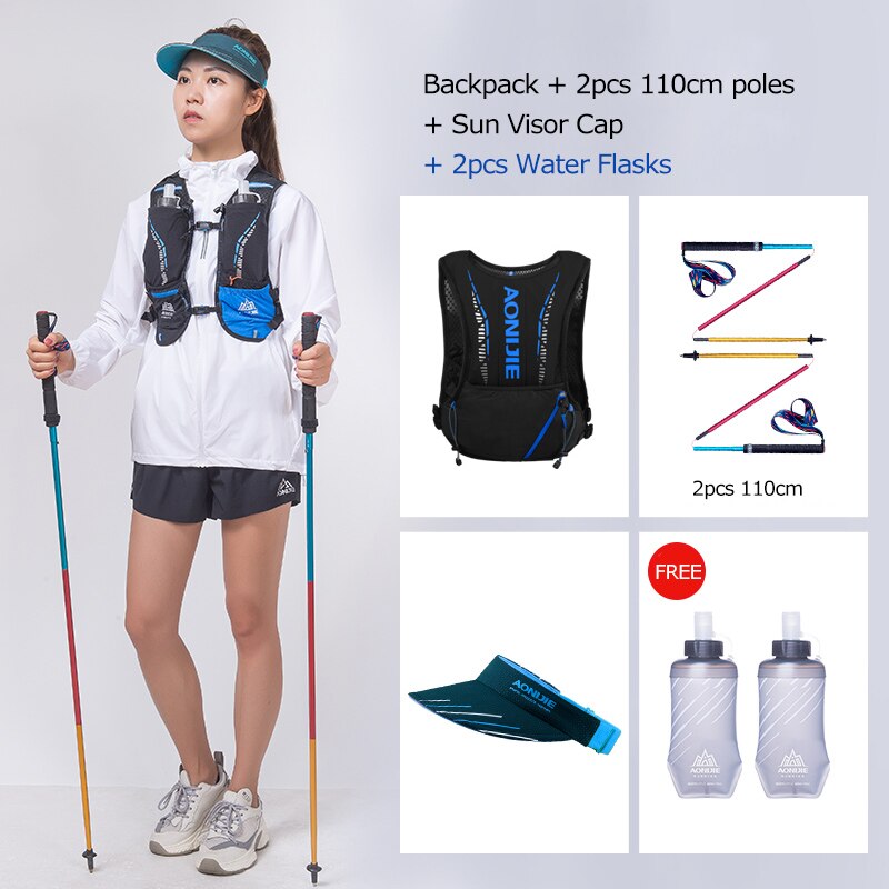 Black Ultra Vest 5L Hydration Backpack Pack Bag Soft Water Bladder Flask Hiking Trail Running