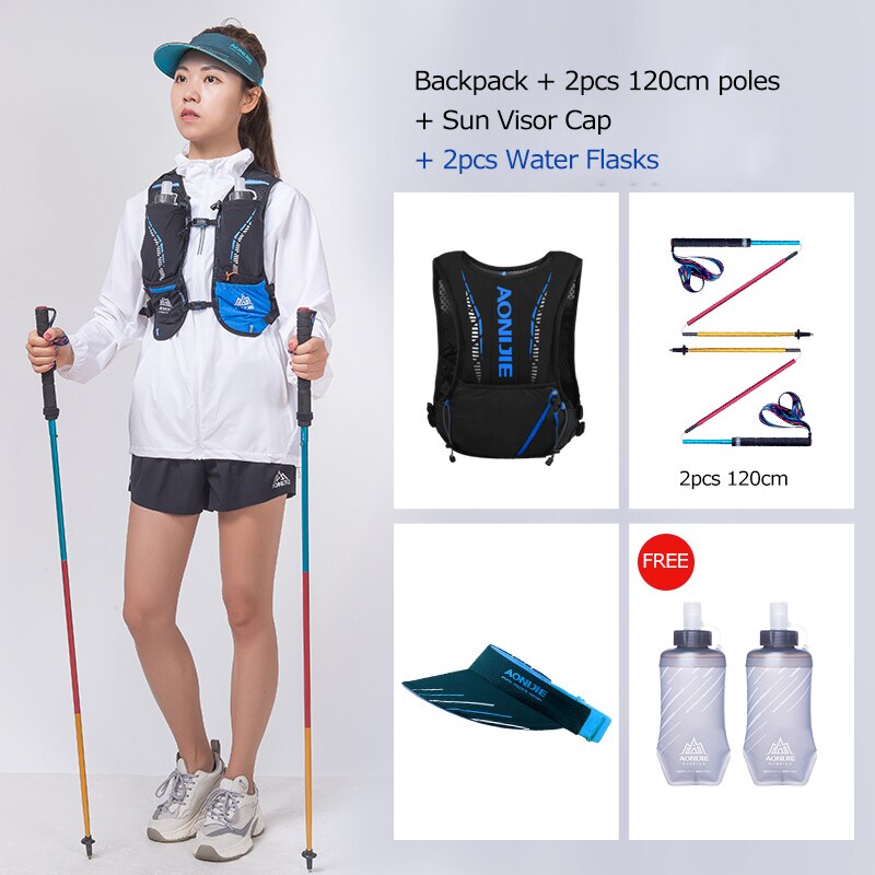 Black Ultra Vest 5L Hydration Backpack Pack Bag Soft Water Bladder Flask Hiking Trail Running