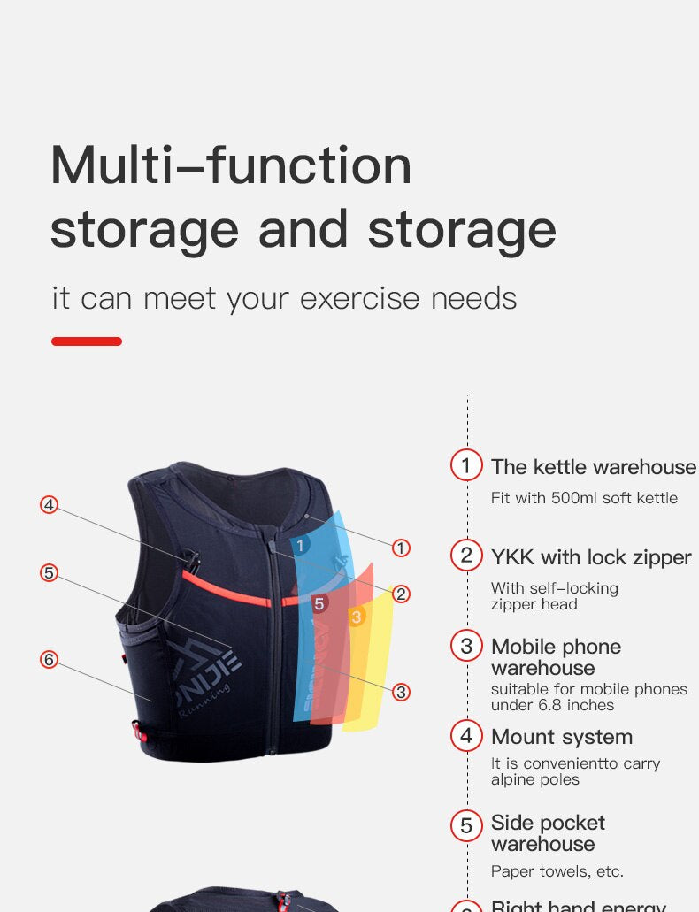 10L Quick Dry Sports Backpack Hydration Pack Vest Bag With Zipper for Running Marathon