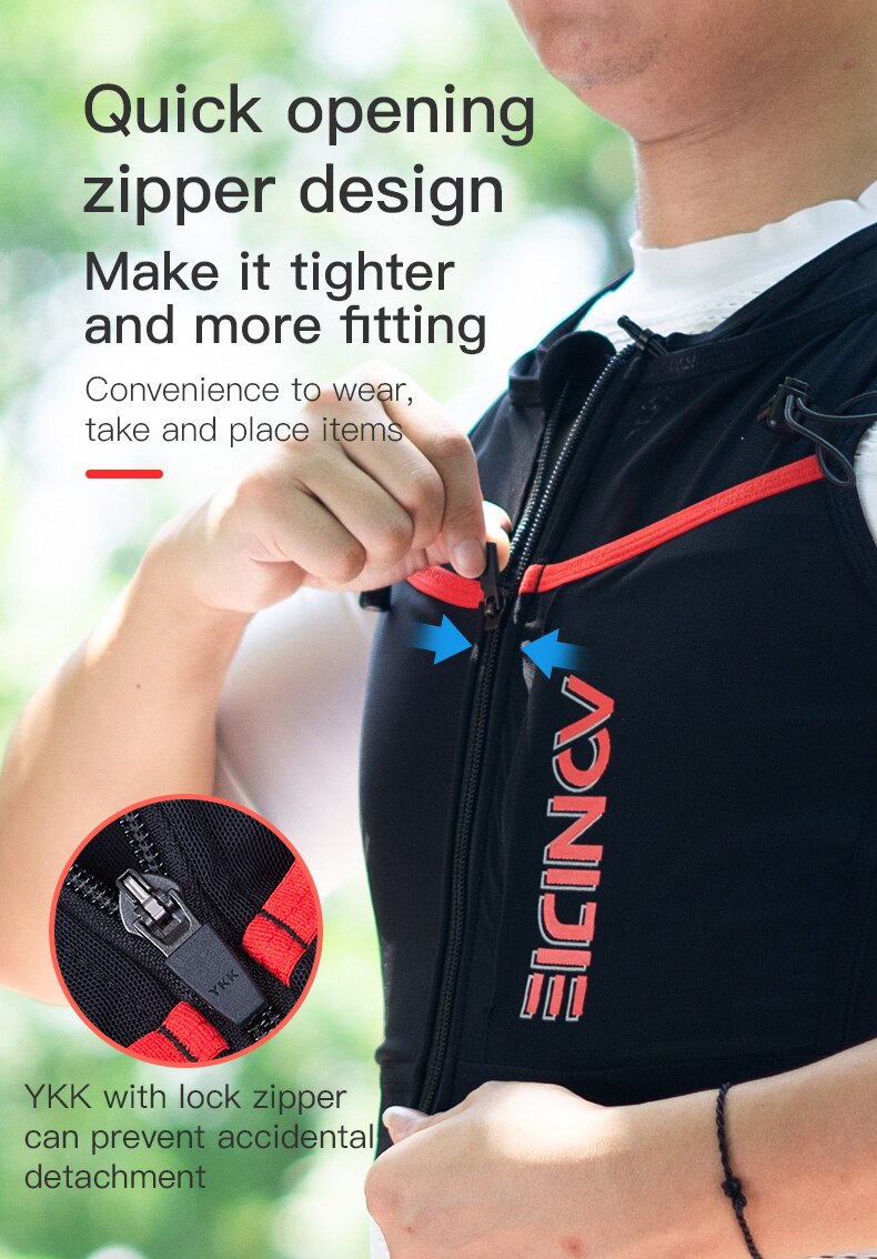 10L Quick Dry Sports Backpack Hydration Pack Vest Bag With Zipper for Running Marathon