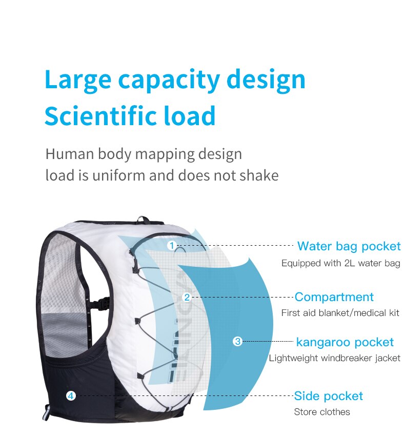 Lightweight Hydration Cross Country Backpack Pack Rucksack Bag Water Bladder ForHiking Running