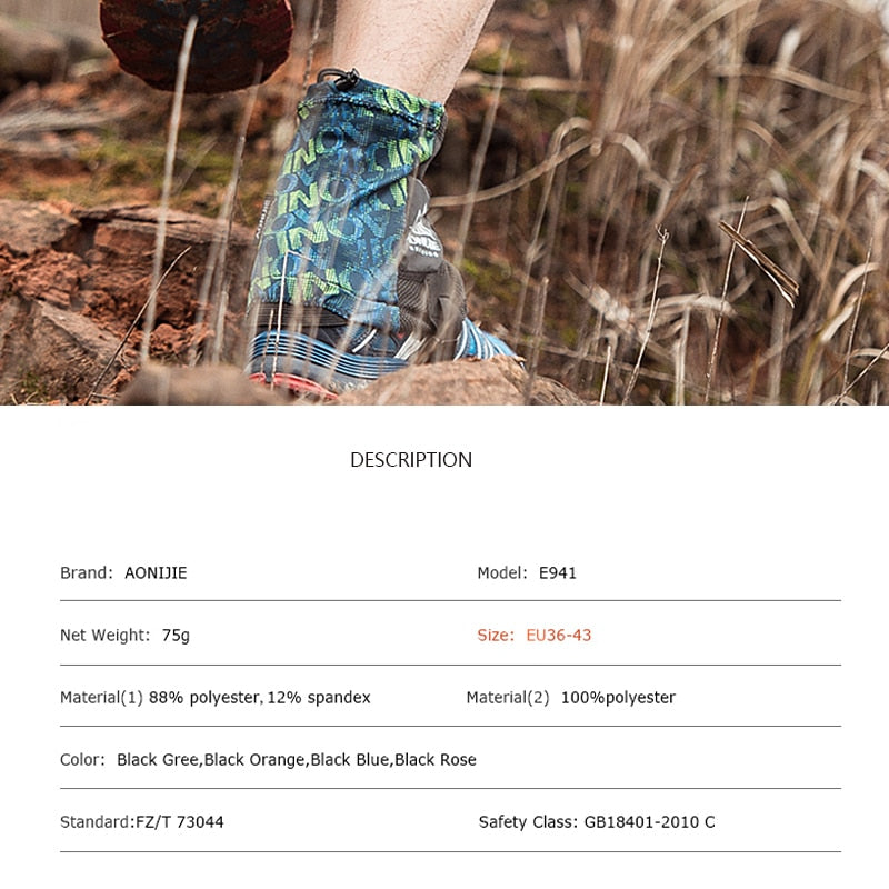 AONIJIE E941 Outdoor Unisex High Running Trail Gaiters Protective Sandproof Shoe Covers