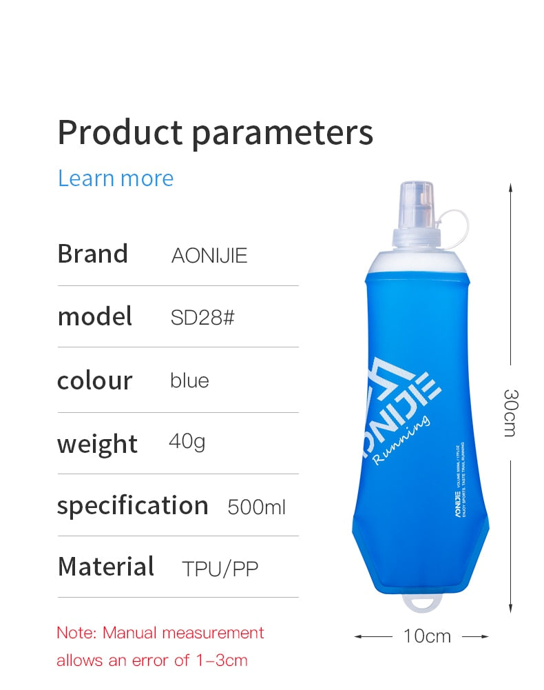 500ml Outdoor Sports Bevel Water Bottle Soft Flask Hydration Kettle BPA Free