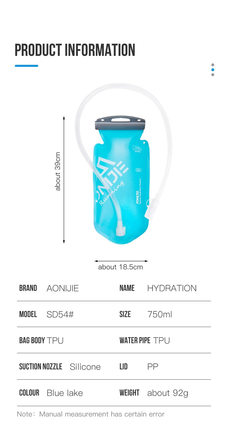 Hydration Pack 750ML Water Reservoir Water Bladder Storage Bag BPA Free