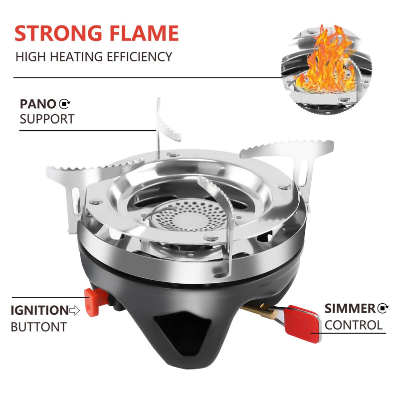 APG Portable Cooking System Outdoor Hiking Stove Heat Exchanger Pot Propane Gas Burners 1400ml