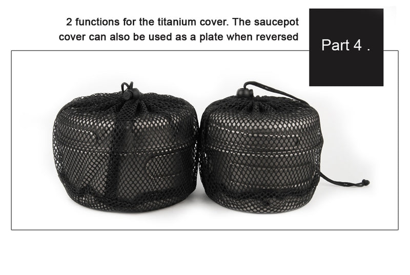 Ultralight Titanium Pan Outdoor Camping Titanium Bowl Set Folding Handle Cookware
