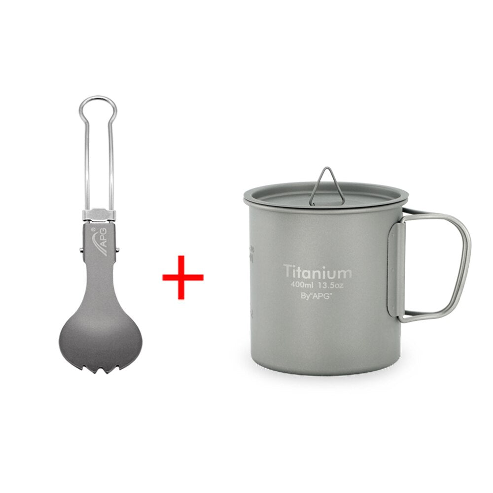 Ultralight Titanium Picnic Camping Cup Water Mug Foldable Handle Pot Coffee Tea Cup with Lid