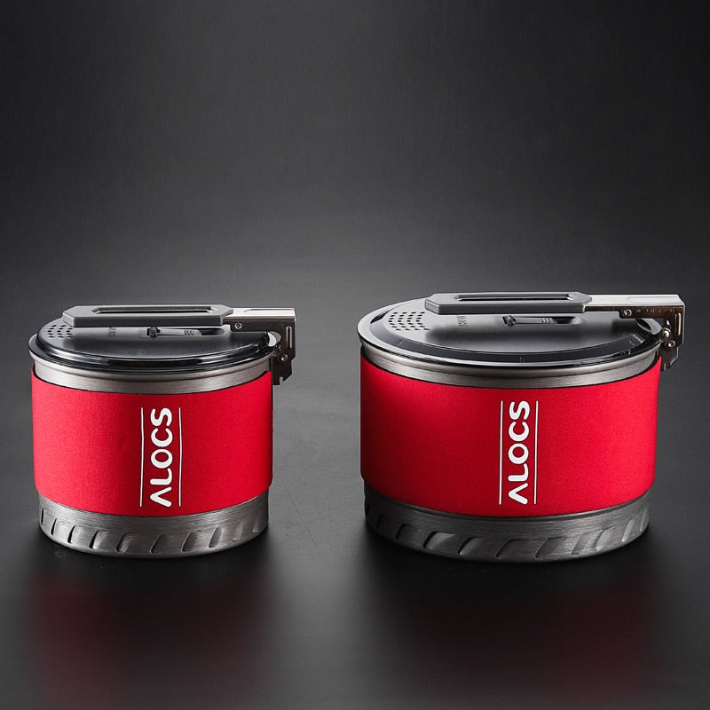 Alocs 1-2 Person Portable Windproof Fast-Heating Outdoor Picnic Hiking Camping Cookware Utensils Pot