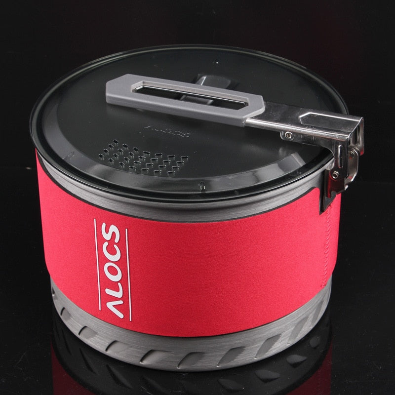 Alocs 1-2 Person Portable Windproof Fast-Heating Outdoor Picnic Hiking Camping Cookware Utensils Pot