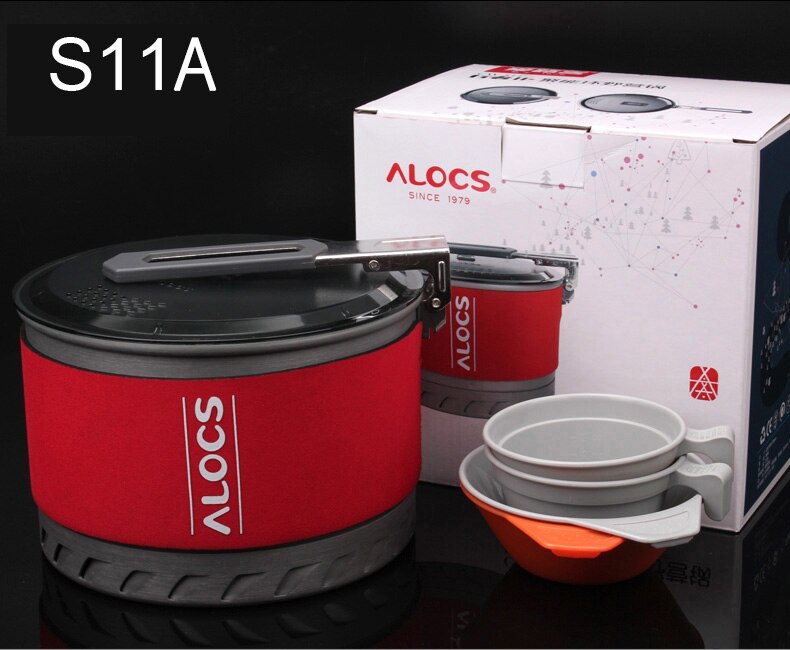 Alocs 1-2 Person Portable Windproof Fast-Heating Outdoor Picnic Hiking Camping Cookware Utensils Pot