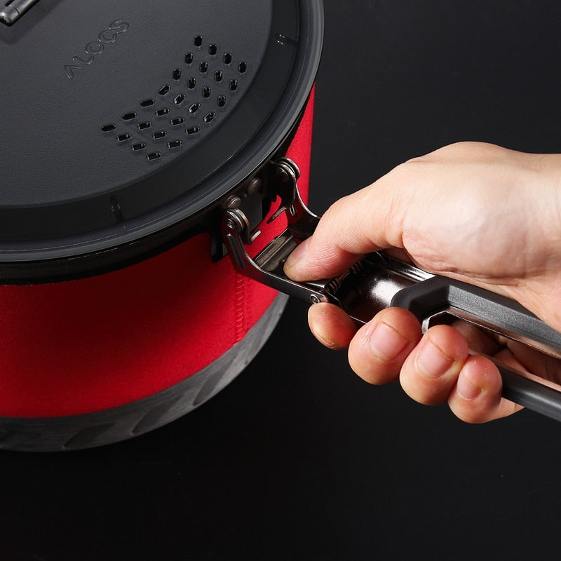 Alocs 1-2 Person Portable Windproof Fast-Heating Outdoor Picnic Hiking Camping Cookware Utensils Pot
