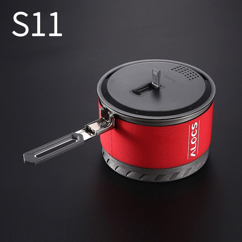 Alocs 1-2 Person Portable Windproof Fast-Heating Outdoor Picnic Hiking Camping Cookware Utensils Pot