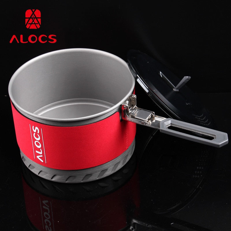 Alocs 1-2 Person Portable Windproof Fast-Heating Outdoor Picnic Hiking Camping Cookware Utensils Pot