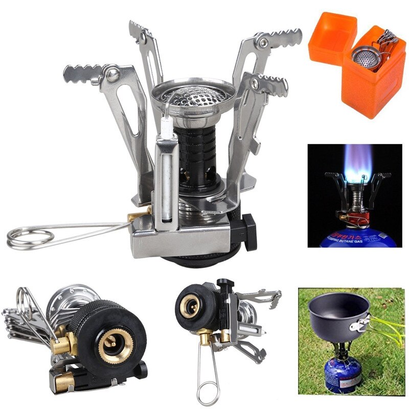 Aluminum Alloy Camping Pot Hiking Picnic Tourist Tableware Set With Folding Spoon Mini Gas Stove
