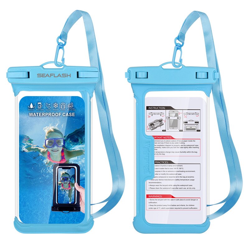 Anti-falling Waterproof Swimming Phone Case Holder Underwater Snowproof Touchscreen 6.9inch