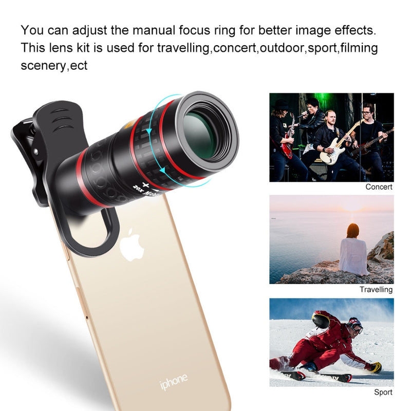 Aokin Mobile Phone Lens Universal Clip 18X 20X Zoom Cellphone Telescope Lens