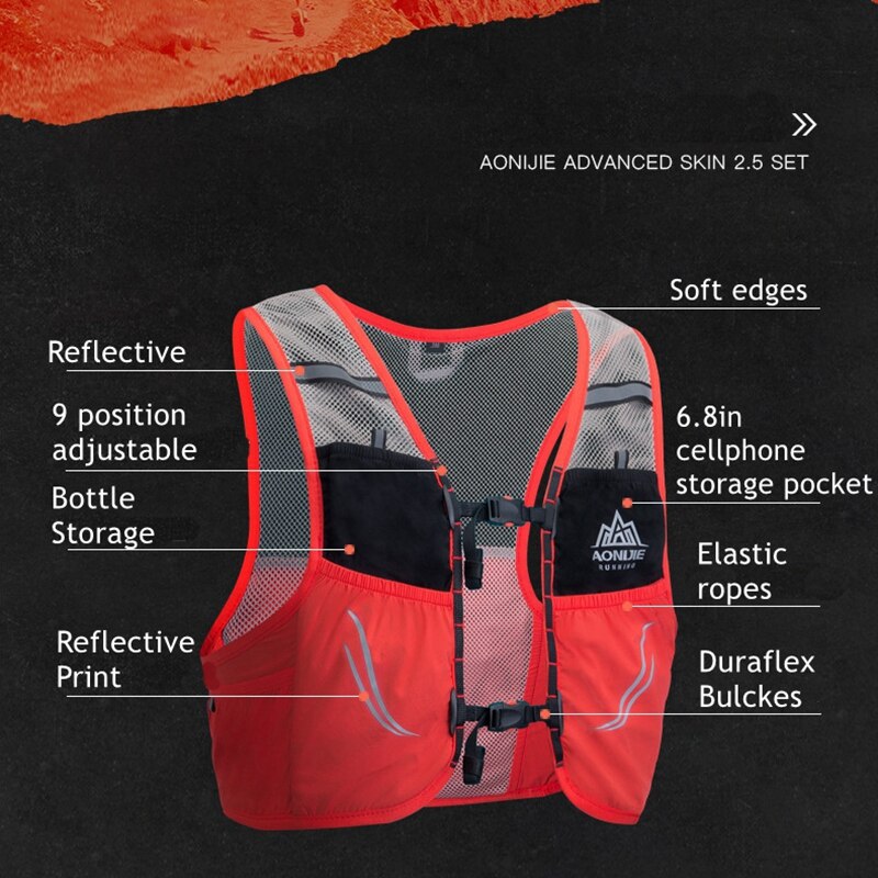 2.5L Running Vest Lightweight Backpack Breathable Cycling Marathon Portable Ultralight Nylon Hiking