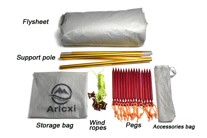 AricXi 3-4 People Oudoor Ultralight Camping Tent Professional 20D Nylon