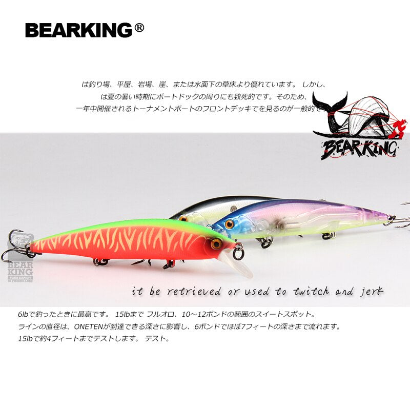 BEARKING 110mm 16g Hot fishing tackle A+ tungsten system fishing lures minnow bait suspending  bait 16colors for choose