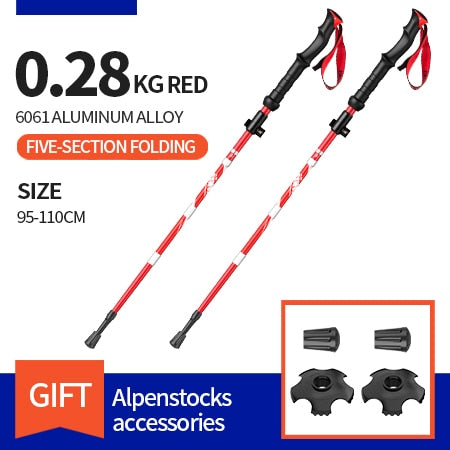 BSWOLF 2Pcs Foldable Walking Sticks Ultralight Camping Hiking Folding Trekking Poles Aluminum