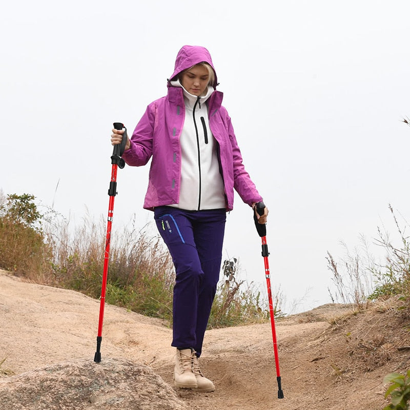 BSWOLF 2Pcs Foldable Walking Sticks Ultralight Camping Hiking Folding Trekking Poles Aluminum