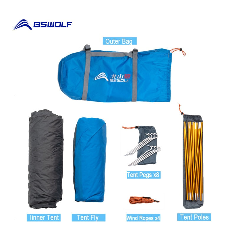 Camping Tent 2 Person Aluminum Pole Lightweight Double Layer Portable Tent