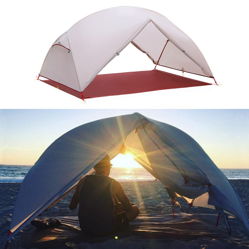 2 Persons Camping Tent Ultralight 20D 380T Nylon Double Layer Waterproof Backpacking Tent