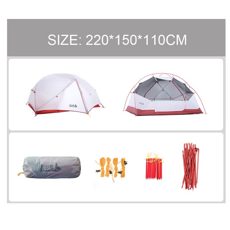 2 Persons Camping Tent Ultralight 20D 380T Nylon Double Layer Waterproof Backpacking Tent