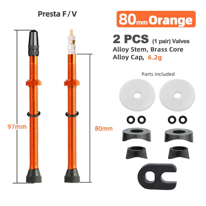 Bicycle 1Pair 80/100/120mm Presta Valve for Road Tubeless Rim Brass Core W/ Alloy Cap & Tool
