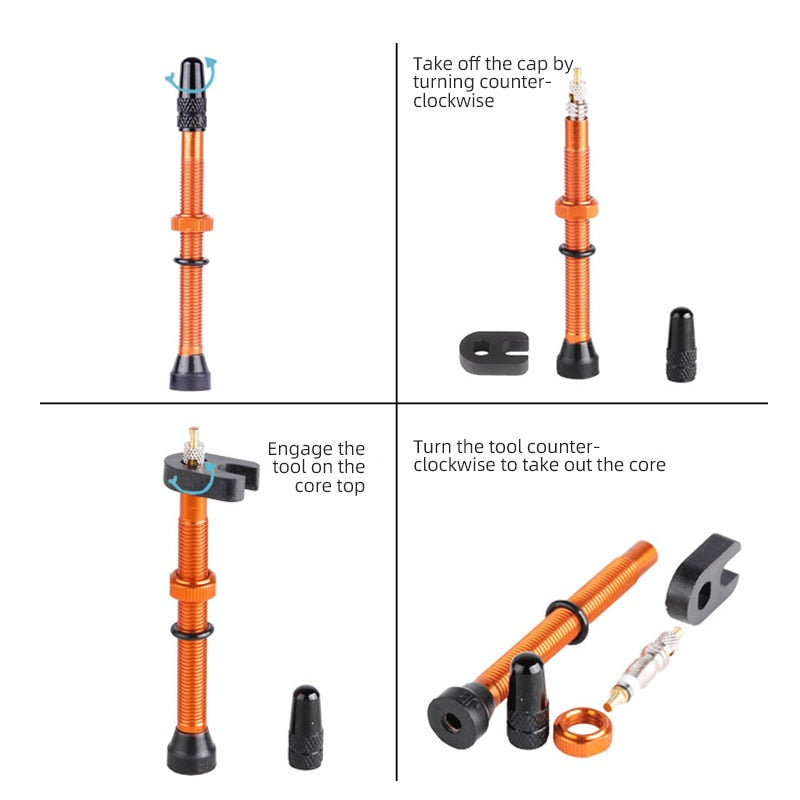 Bicycle 1Pair 80/100/120mm Presta Valve for Road Tubeless Rim Brass Core W/ Alloy Cap & Tool