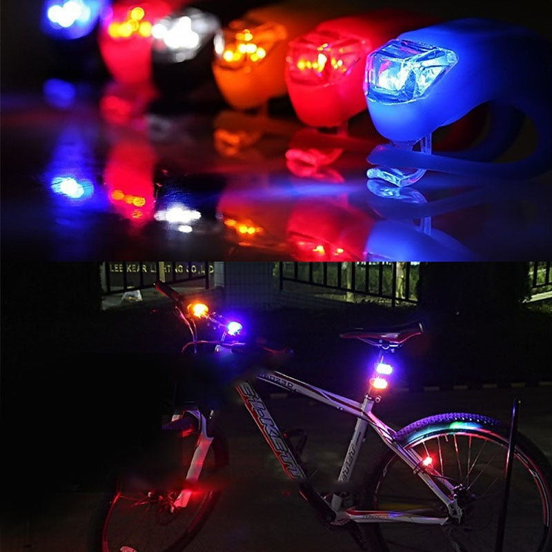 Bicycle Front Light Silicone LED Head Front Rear Wheel Bike Light Waterproof Cycling With Battery