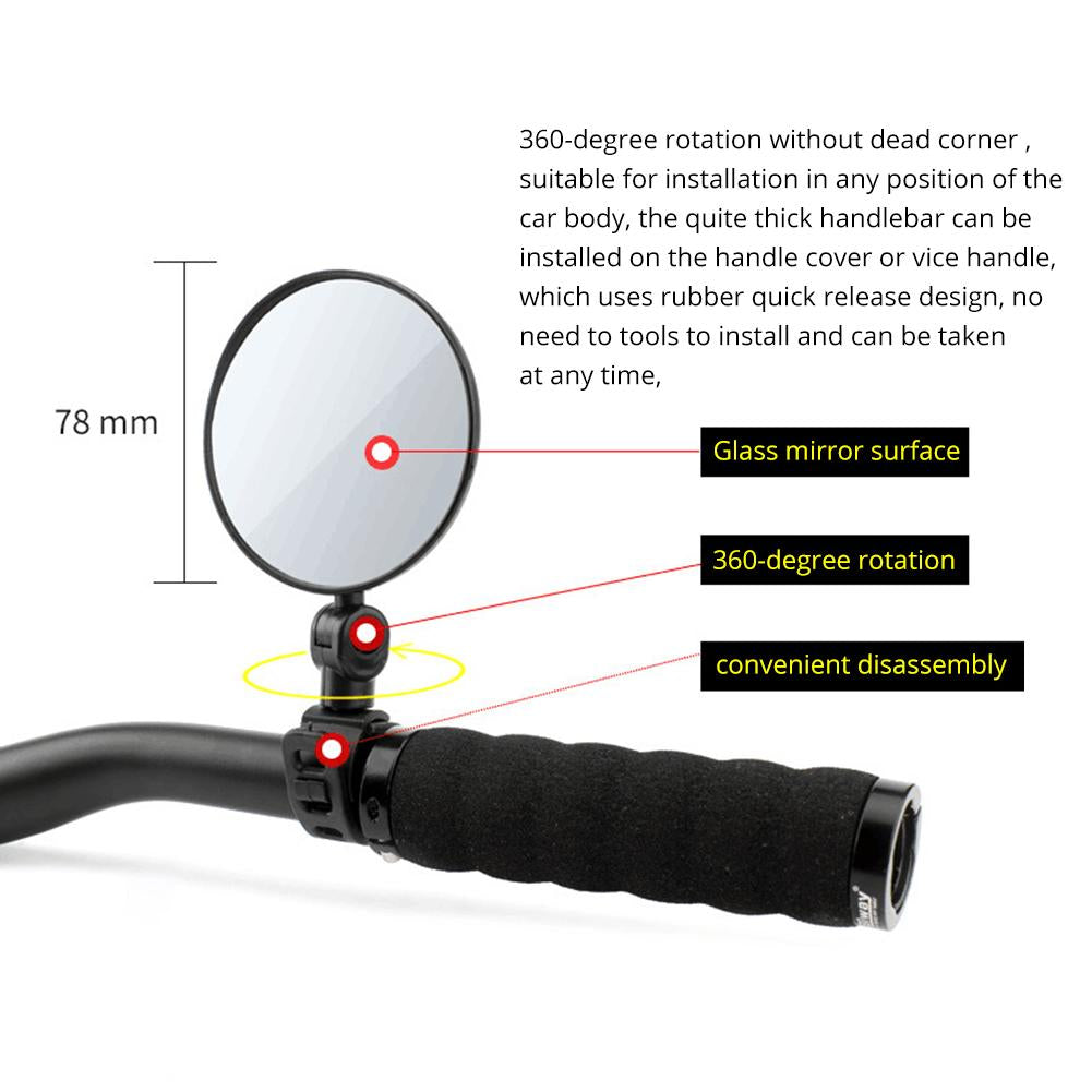 Bicycle Rearview Handlebar Mirrors Cycling Rear View MTB Bike Silicone Handle Rearview Mirror