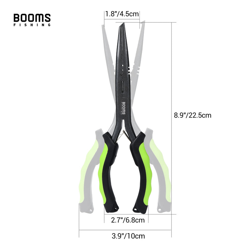 Booms Fishing F03 Fisherman's Fishing Pliers 23cm Long Nose Hook Remover Tools Stainless Steel Gripper Line Cutter Scissors