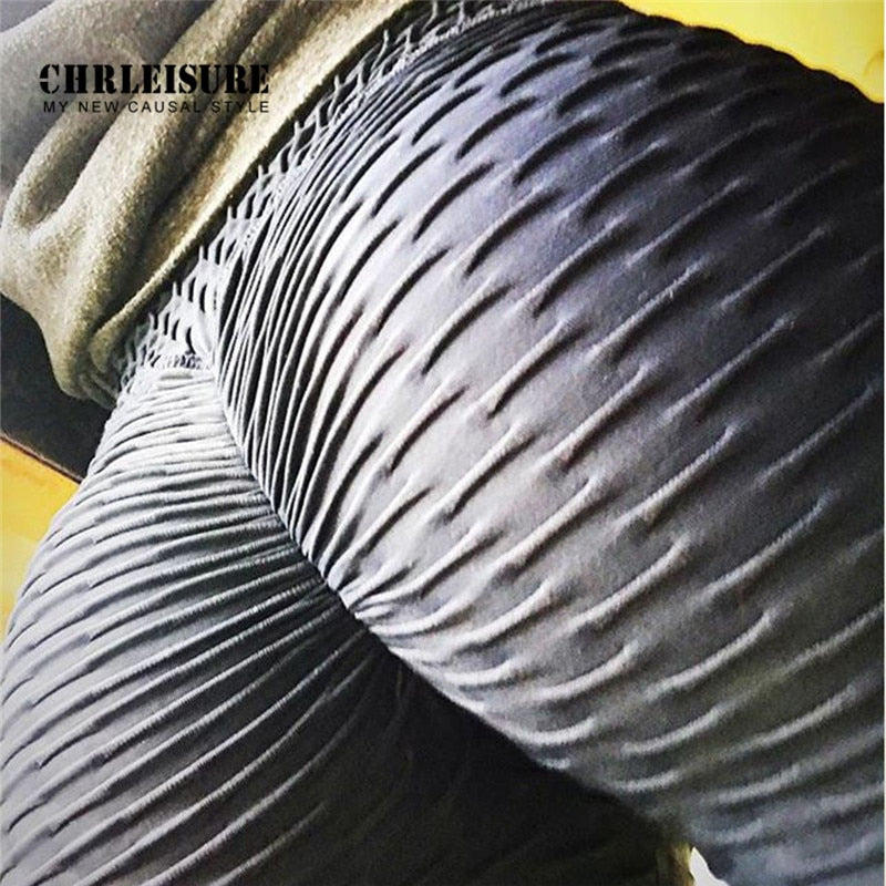 CHRLEISURE Black Leggings Women Polyester Ankle-Length Standard Fold Pants Elasticity Keep Slim Push