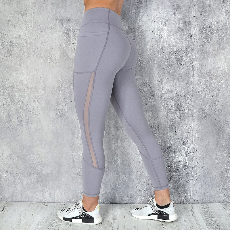 CHRLEISURE High Waist Pocket Leggings Solid Color Workout leggings Women Clothes Side Lace