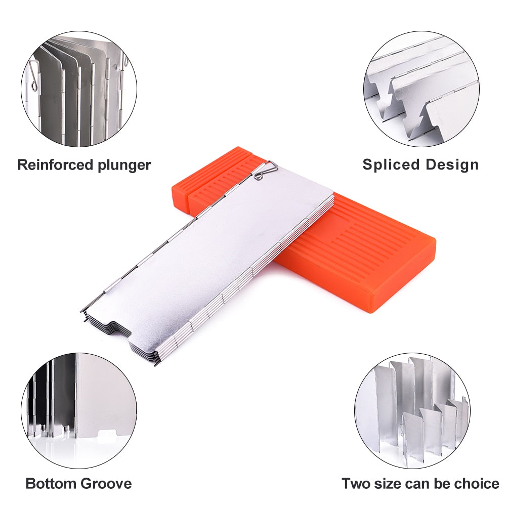 9/10 Plates Stove Wind Shield Folding Outdoor Picnic BBQ Gas Burner Windproof Screen Guard