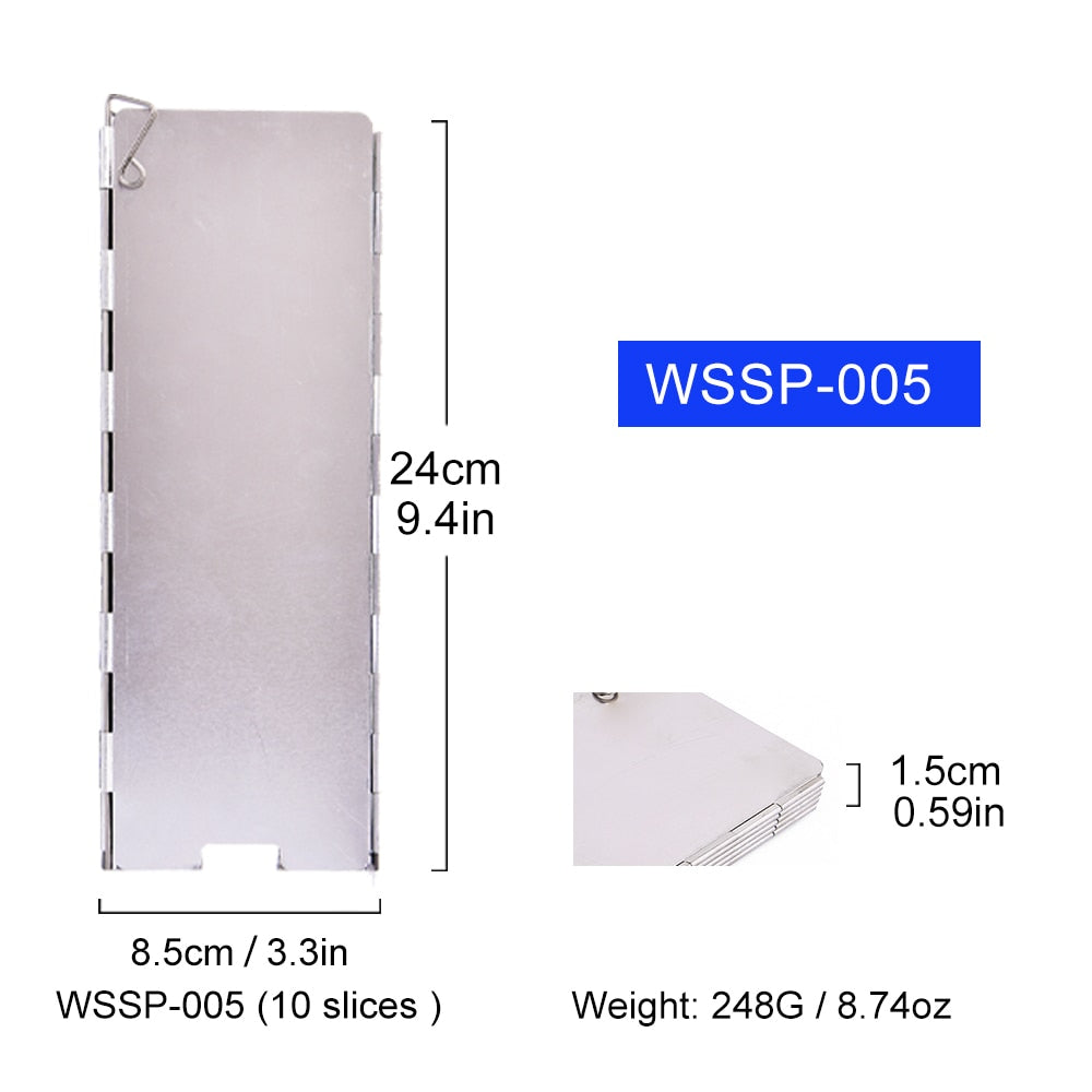 9/10 Plates Stove Wind Shield Folding Outdoor Picnic BBQ Gas Burner Windproof Screen Guard