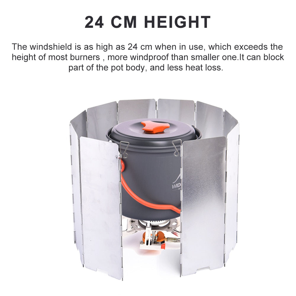 9/10 Plates Stove Wind Shield Folding Outdoor Picnic BBQ Gas Burner Windproof Screen Guard