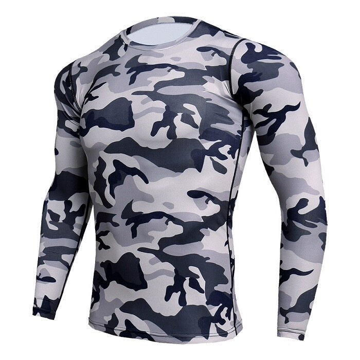 Compression Sport Shirt Men Long Sleeve Camouflage Fitness 3D Quick Dry Men's Running T-shirt Gym