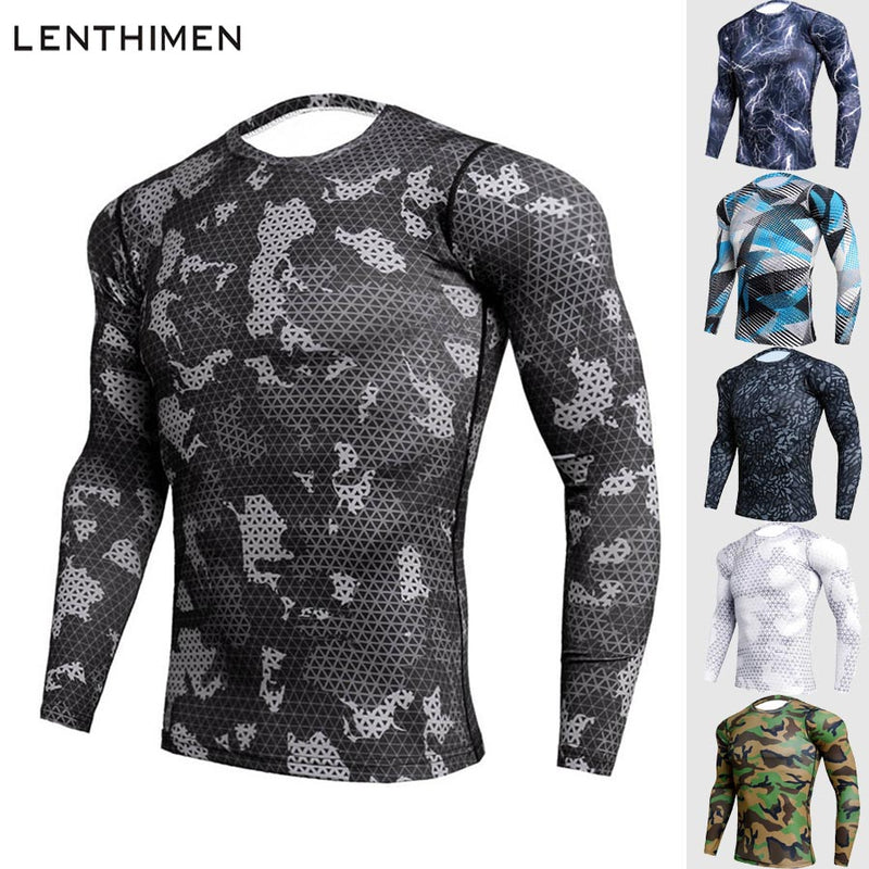 Compression Sport Shirt Men Long Sleeve Camouflage Fitness 3D Quick Dry Men's Running T-shirt Gym