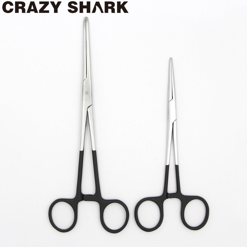 Crazy Shark 6.5''/8.5''Stainless Steel Fly Fishing Forceps Hook Remover Tackle Straight Tip Clamps Fishing Plier Tools