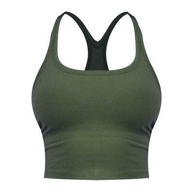 Sports Vest Women Elastic Tight Sleeveless Running Vest Sexy Crop Top Workout Quick-Dry Yoga