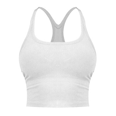 Sports Vest Women Elastic Tight Sleeveless Running Vest Sexy Crop Top Workout Quick-Dry Yoga