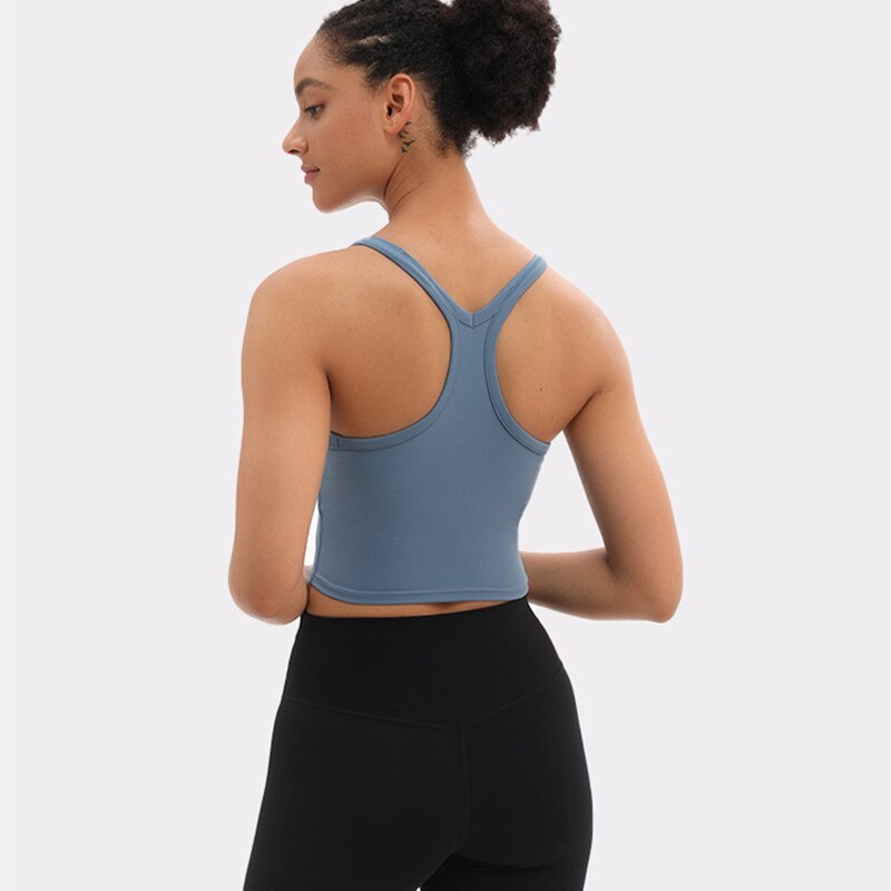 Sports Vest Women Elastic Tight Sleeveless Running Vest Sexy Crop Top Workout Quick-Dry Yoga