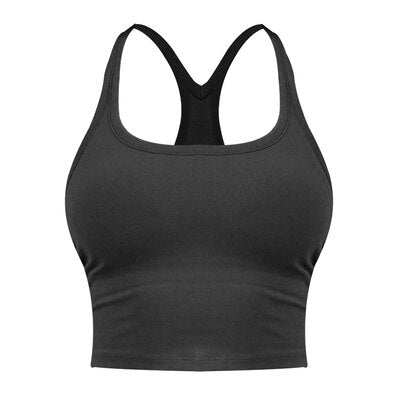 Sports Vest Women Elastic Tight Sleeveless Running Vest Sexy Crop Top Workout Quick-Dry Yoga