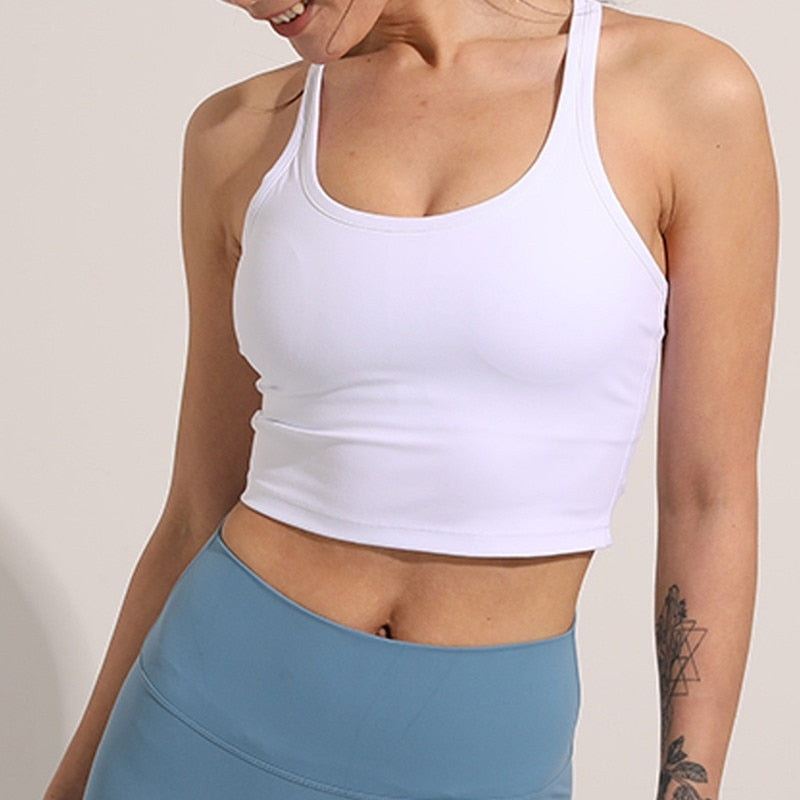 Sports Vest Women Elastic Tight Sleeveless Running Vest Sexy Crop Top Workout Quick-Dry Yoga