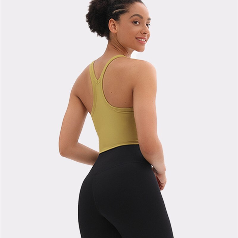 Sports Vest Women Elastic Tight Sleeveless Running Vest Sexy Crop Top Workout Quick-Dry Yoga