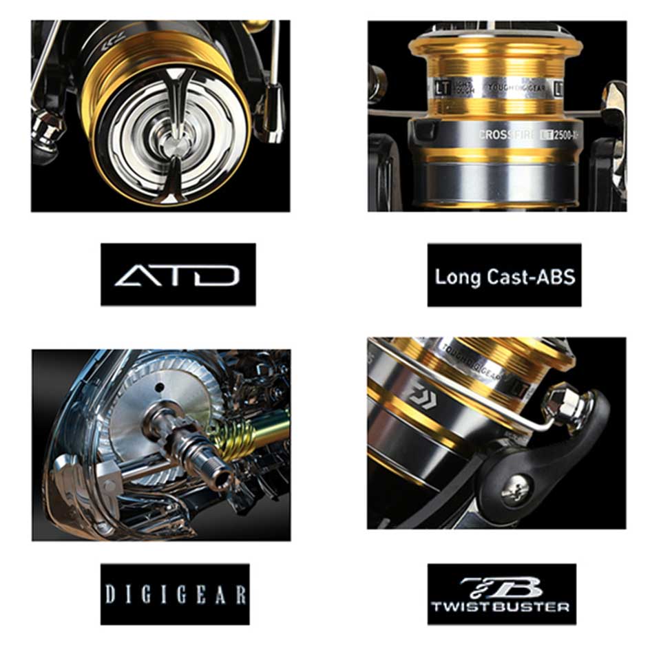 DAIWA Reel CROSSFIRE LT Spinning Fishing Reel 1000-6000 ABS Metail Spool 5-12KG Power Hard Gear Light & Tough Body