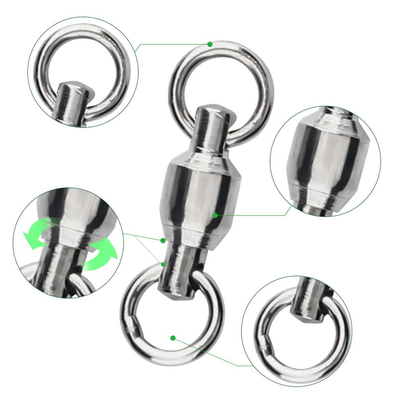 DNDYUJU 10pcs Stainless Steel Fishing Heavy Duty Ball Bearing Swivel With Solid Ring Connector Fishhook Tackle Accessory Tool